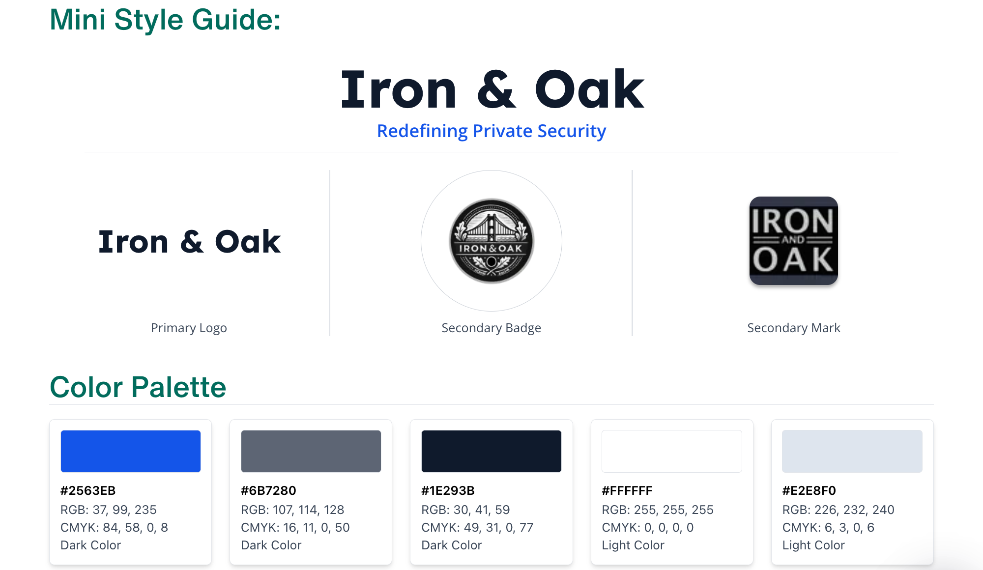 Iron & Oak - Brand Guide